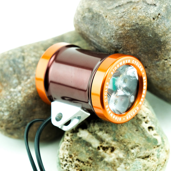 Sinewave Beacon 2 Dynamo Headlight + USB Charger (Orange End Caps / Brown Body)