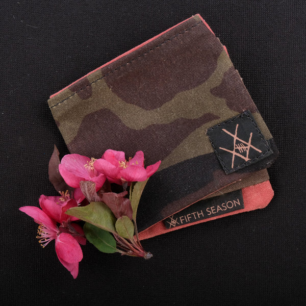 Fifth Season Waxed Canvas Wallet (Camo/Rose/Brown)