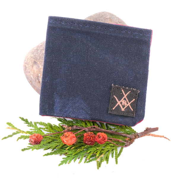 Fifth Season Waxed Canvas Wallet (Navy / Rose / Burgundy)