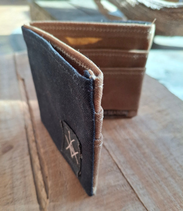 Fifth Season Waxed Canvas Wallet (Black/Tan)