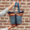 Fifth Season Canvas Bulldog Front Handlebar Bag (Navy / Striped Denim / Redwood)