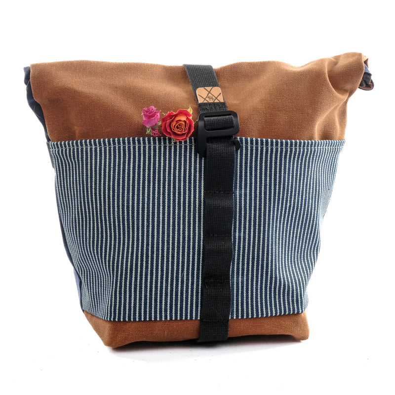 Fifth Season Canvas Bulldog Front Handlebar Bag (Navy / Striped Denim / Redwood)