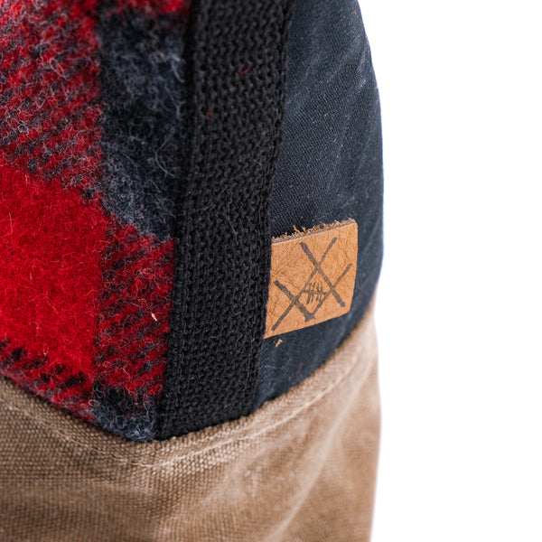 Fifth Season Canvas: Kedge Sack (black top / plaid wool pocket /  brown bottom)