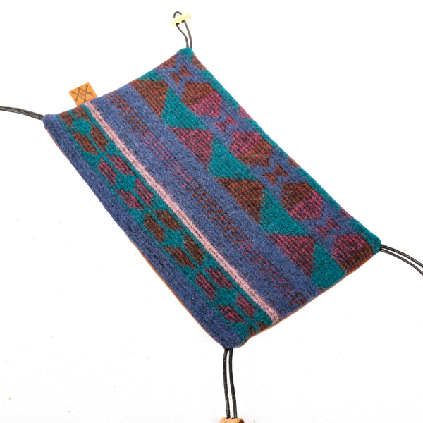 Fifth Season Canvas: Pat Mat for Wald MEDIUM 137 baskets ( Teal, Blue and Purple Wool Top / Brown Bottom)