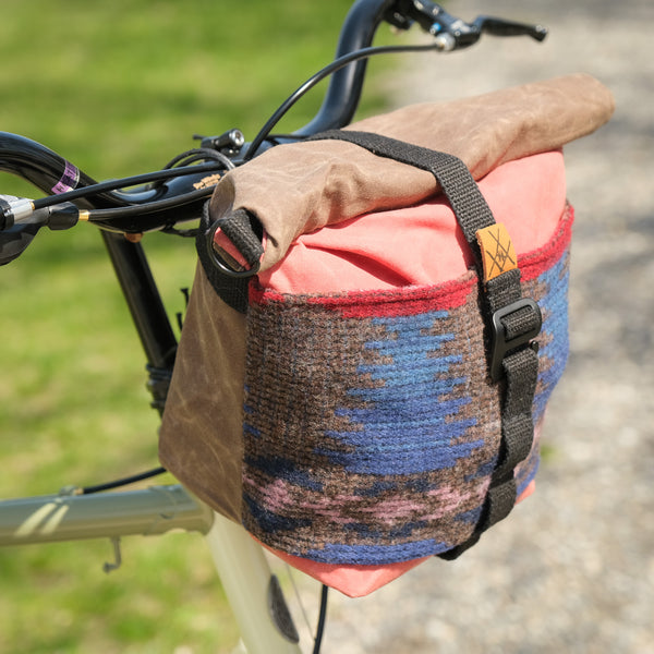 Fifth Season Canvas Bulldog Front Handlebar Bag V2 (Dusty Rose / Blue Wool