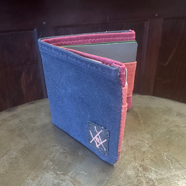 Fifth Season Waxed Canvas Wallet (Navy / Rose / Burgundy)