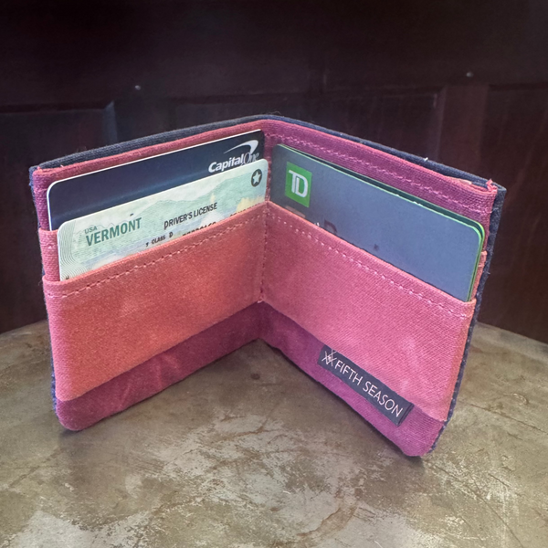 Fifth Season Waxed Canvas Wallet (Navy / Rose / Burgundy)
