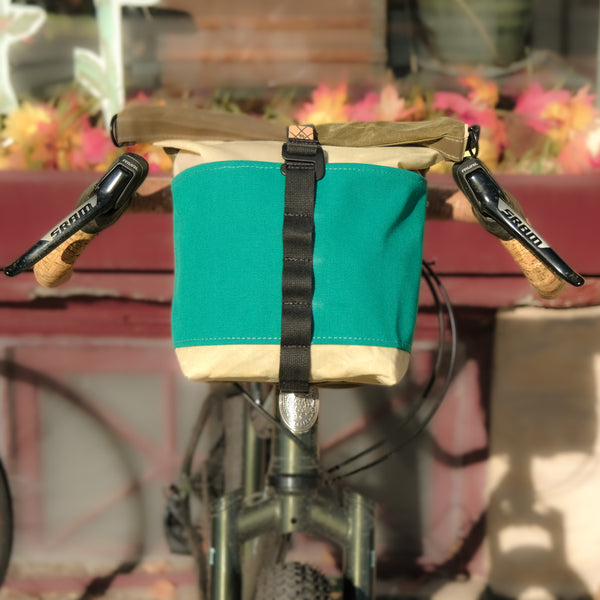 Fifth Season Canvas Bulldog Front Handlebar Bag V3 (Natural / Emerald / Olive)