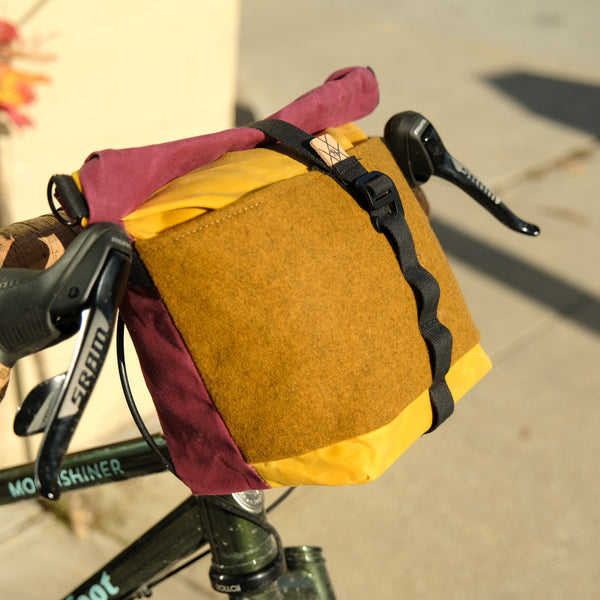 Fifth Season Canvas Bulldog Front Handlebar Bag V3 (Harvest Gold / Mustard / Burgundy)