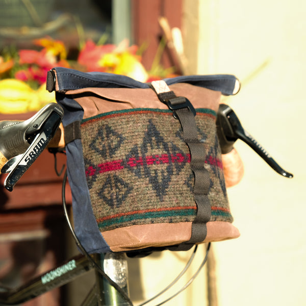 Fifth Season Canvas Bulldog Front Handlebar Bag V3 (Brown / Grey Wool / Navy)